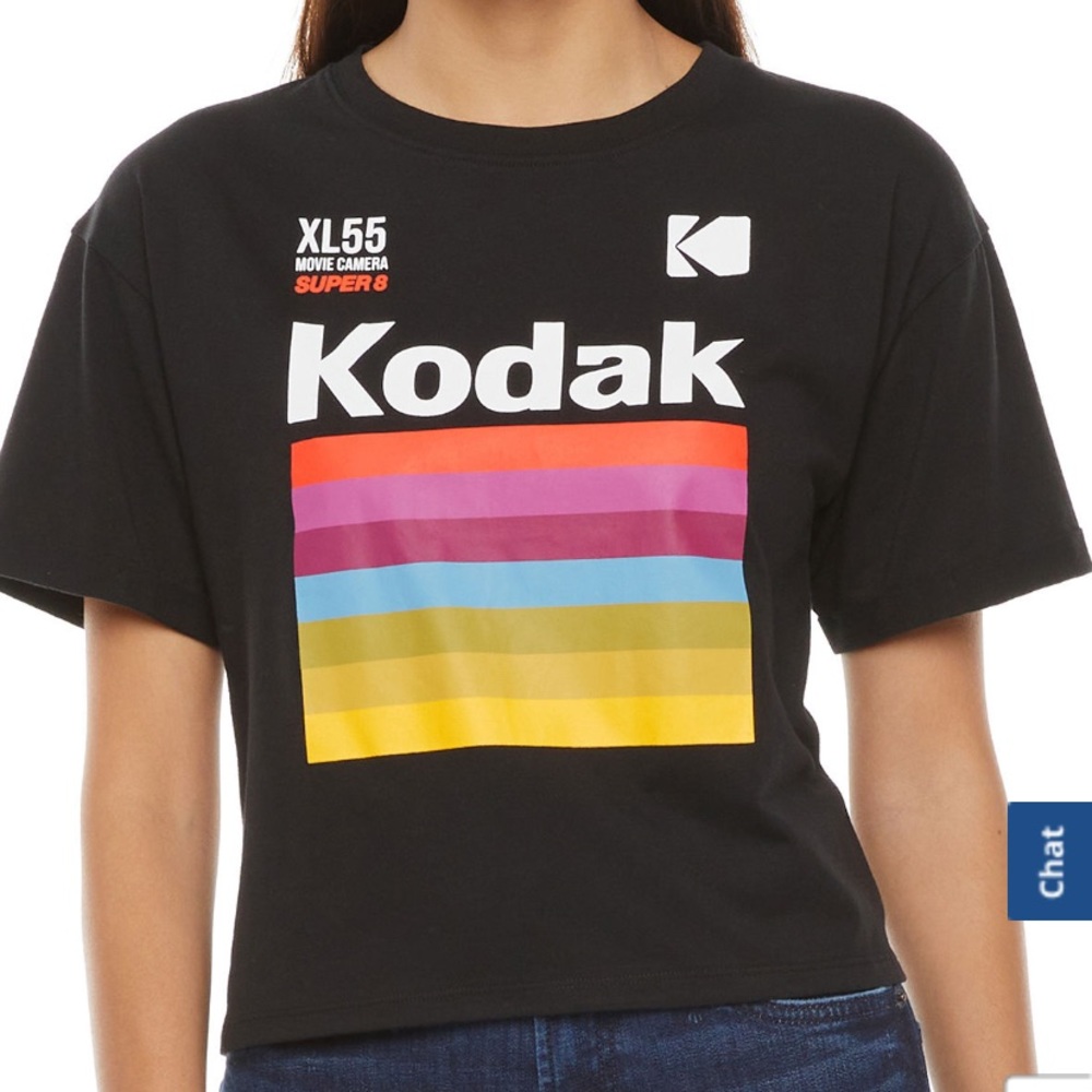 Crew neck short sleeve graphic tee Kodak logo, black, size XL NWT